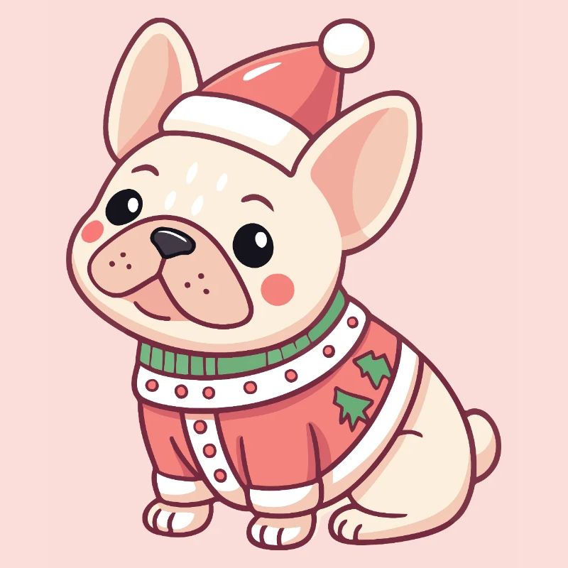 Chiot Noël en pull rouge