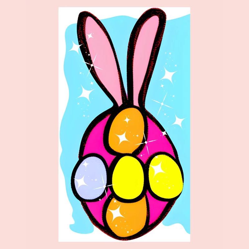 Illustration colorée d’œufs de lapins de Pâques