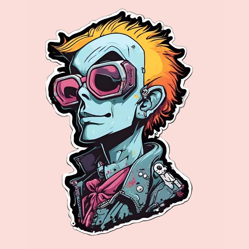 Blauer Punk mit Neon Goggles