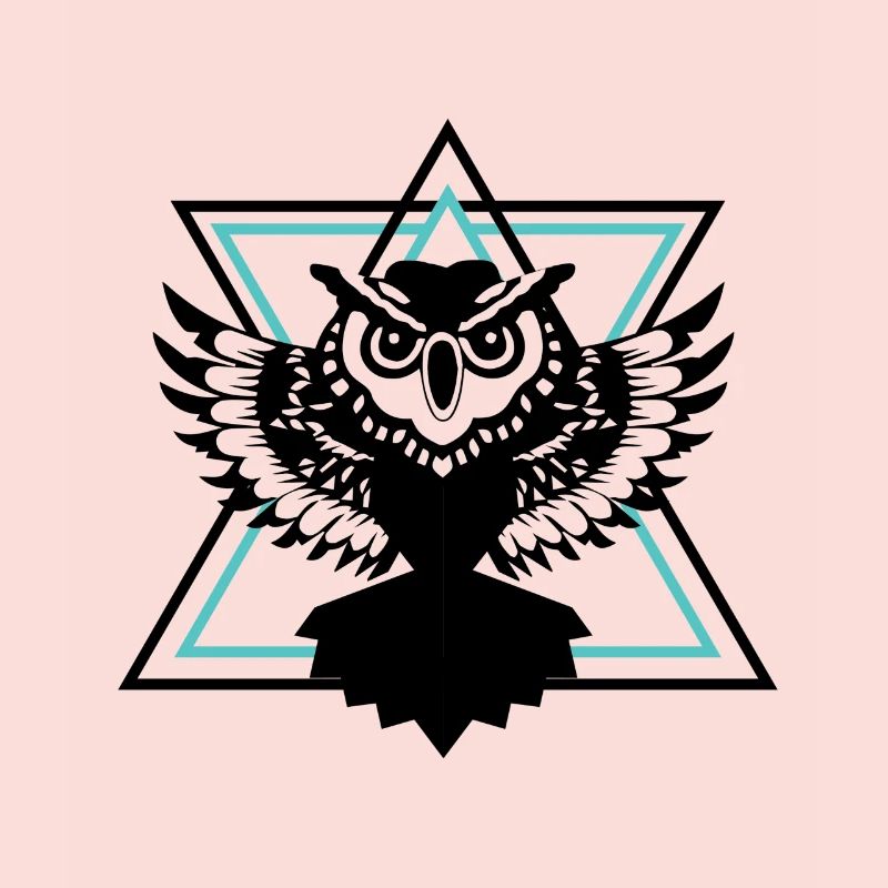 fliegende Eule vor zwei Dreiecken Geschenk Vogel