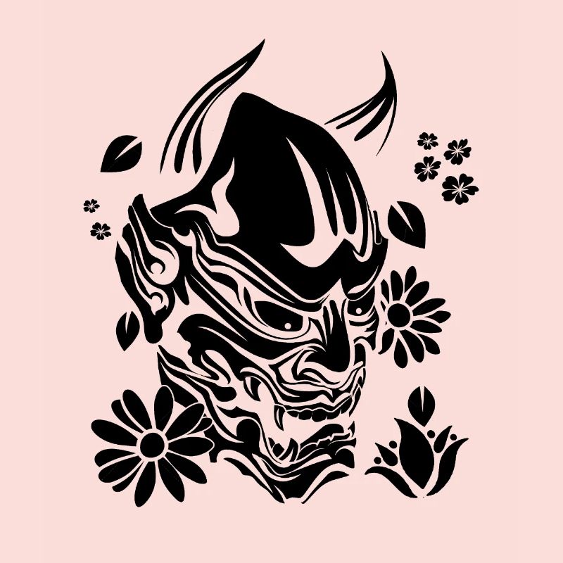 Devil with flowers black