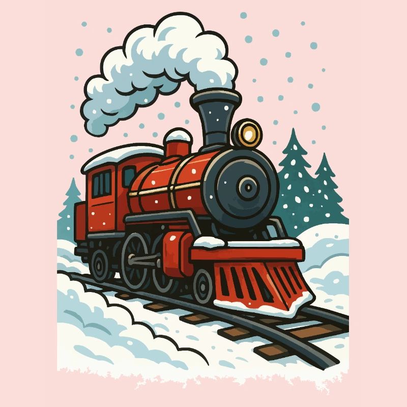 Winterliche Dampflok Comic