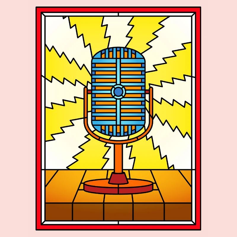 Retro Microphone Lightning Burst