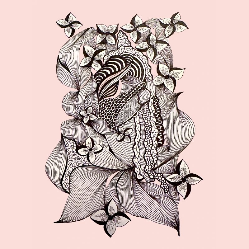 Zentangle Floral Pattern Black & White
