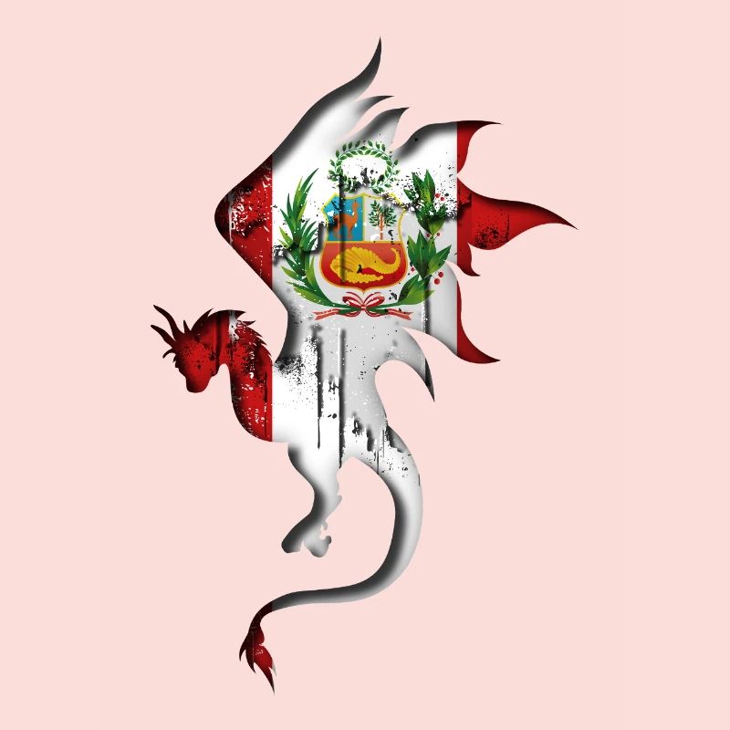 Drapeau du Pérou - Pérou - Silhouette de dragon