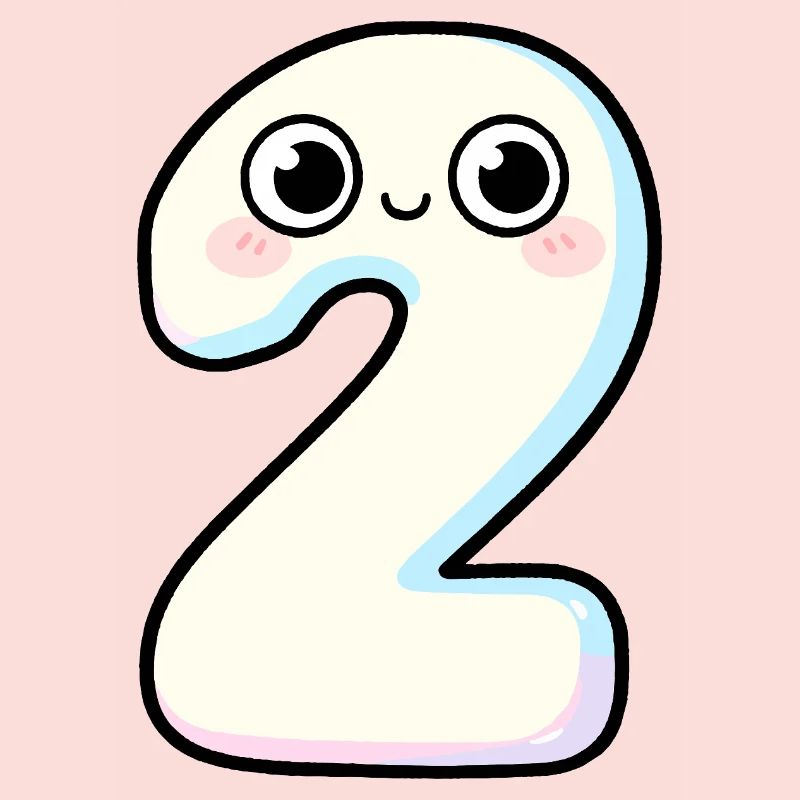Nummer 2 Kawaii Pastel lächelt