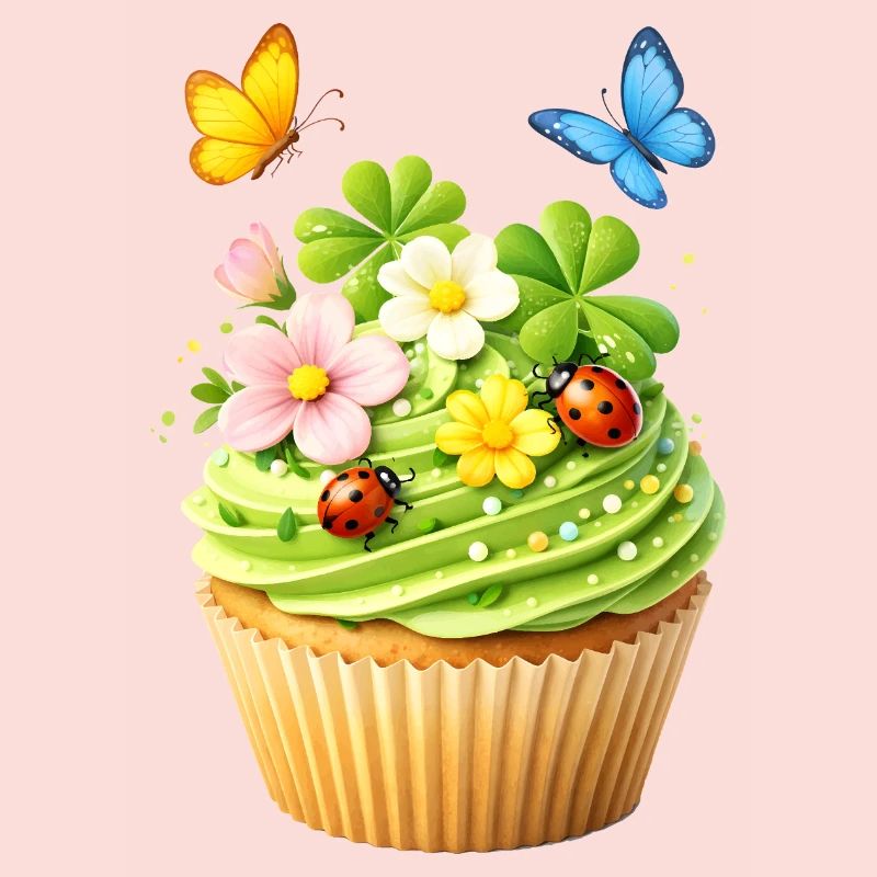 Cupcake de printemps avec des fleurs