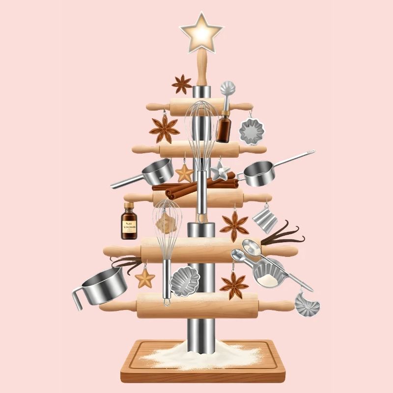 Kitchen tree made of baking tools