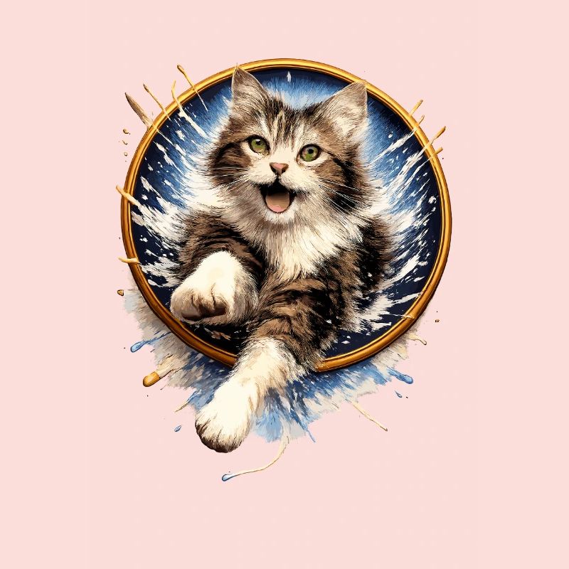 Saut de l’anneau pour chat dans un éclaboussure d’eau