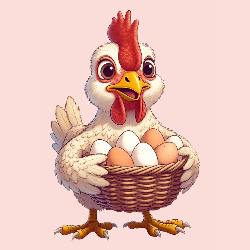 Huhn mit Eierkorb