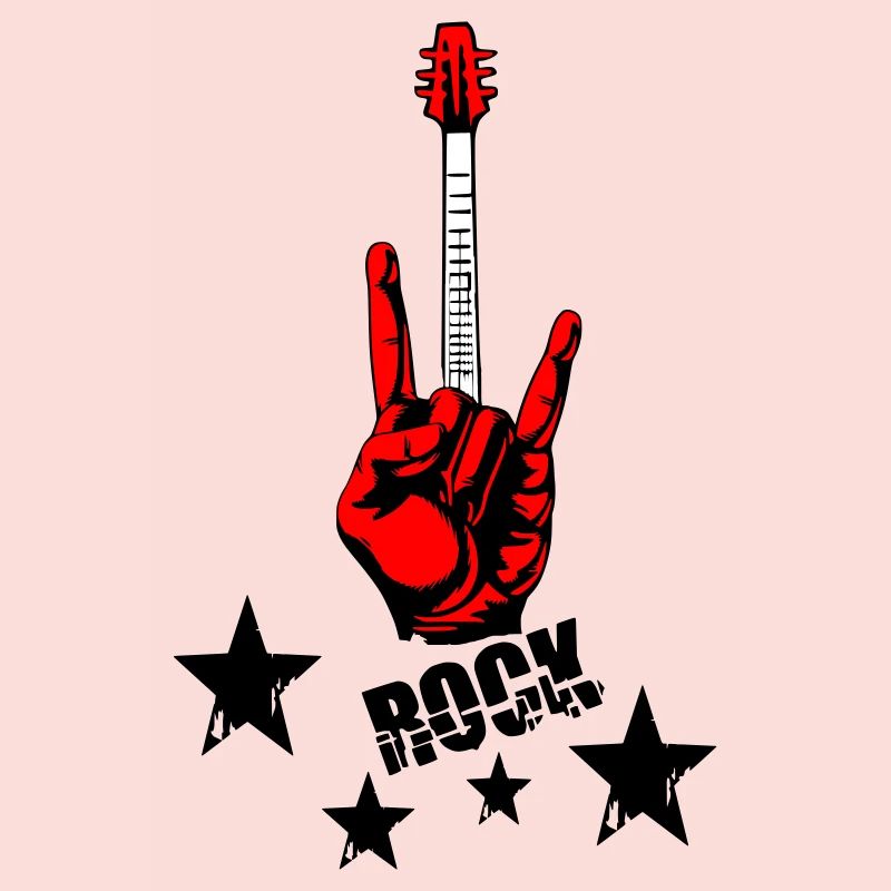 Main rock et manche de guitare