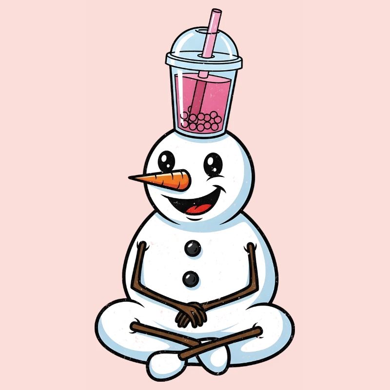 Snowman with Bubble Tea