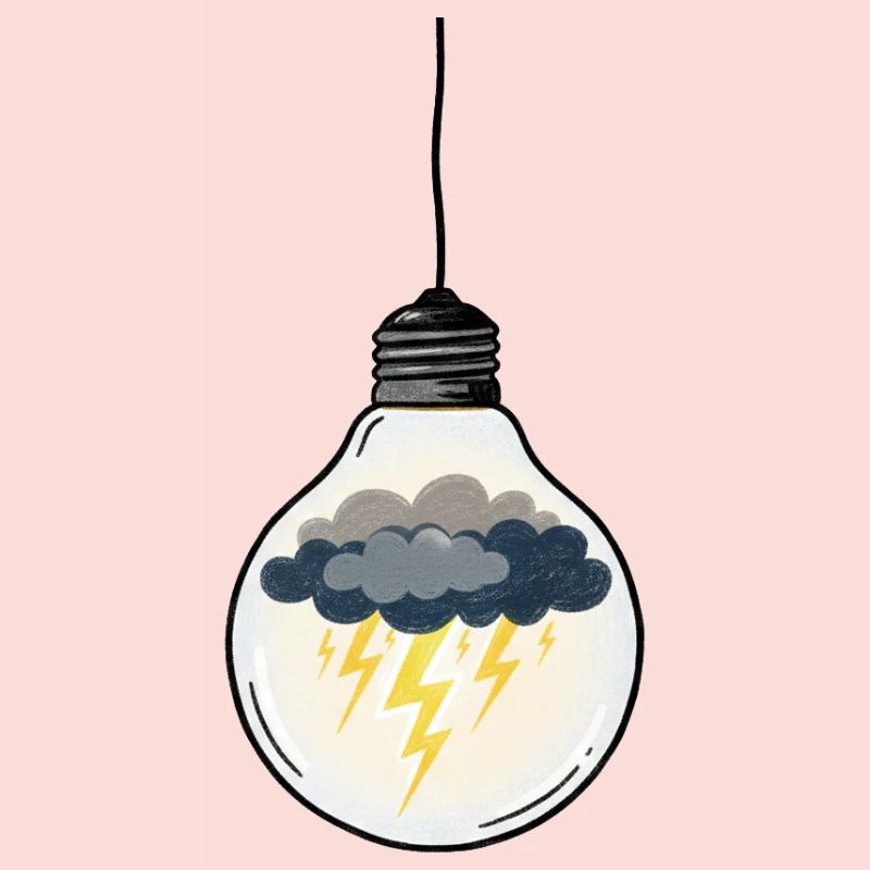 Stormy Idea in Light Bulb