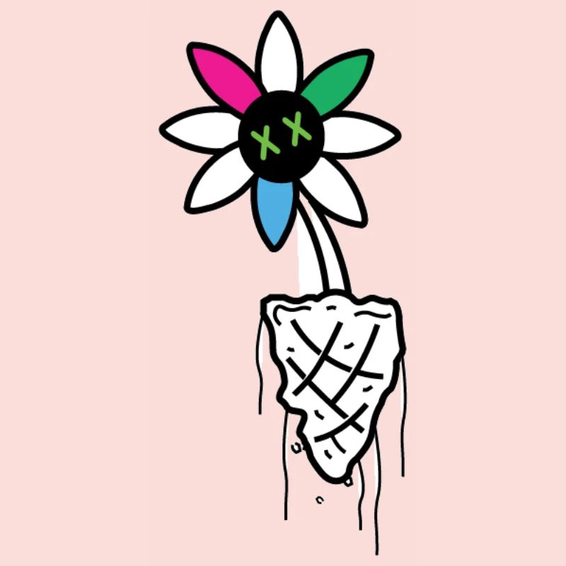 Illustration de crâne de fleur vive
