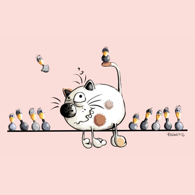 Chat avec oiseaux