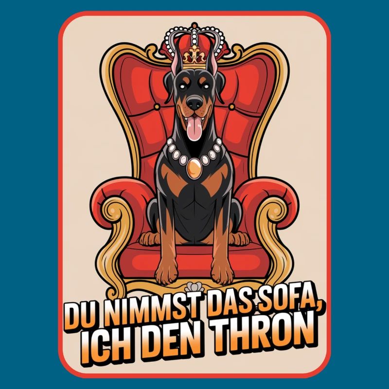 Dobermann Du nimmst das Sofa ich den Thron Hund