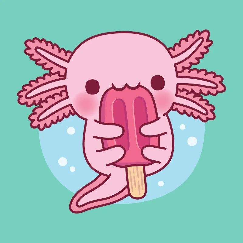 Mignon Axolotl mangeant de la glace