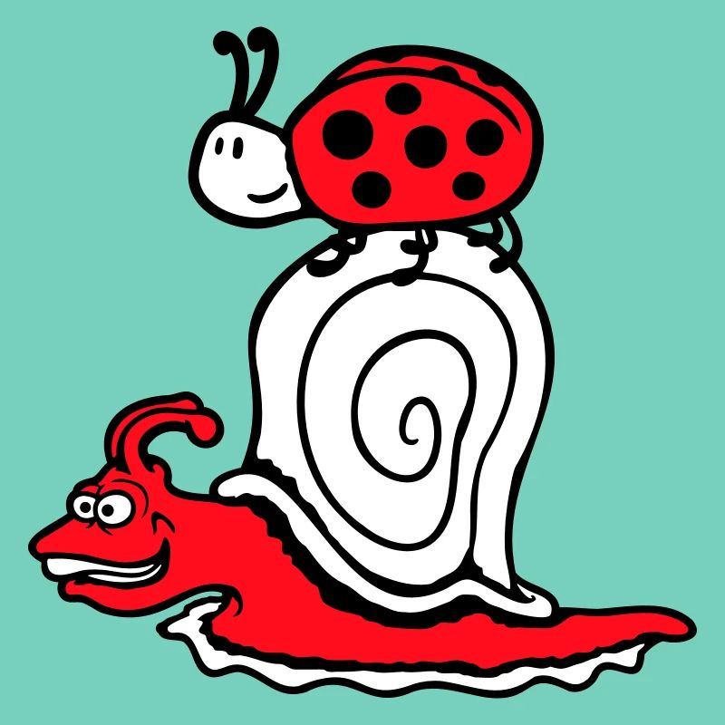Escargot 2 Amis Coccinelle Équipe Rapide Mignon