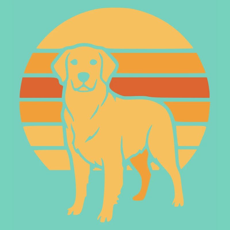 Hund Retro Sunset Flat Icon