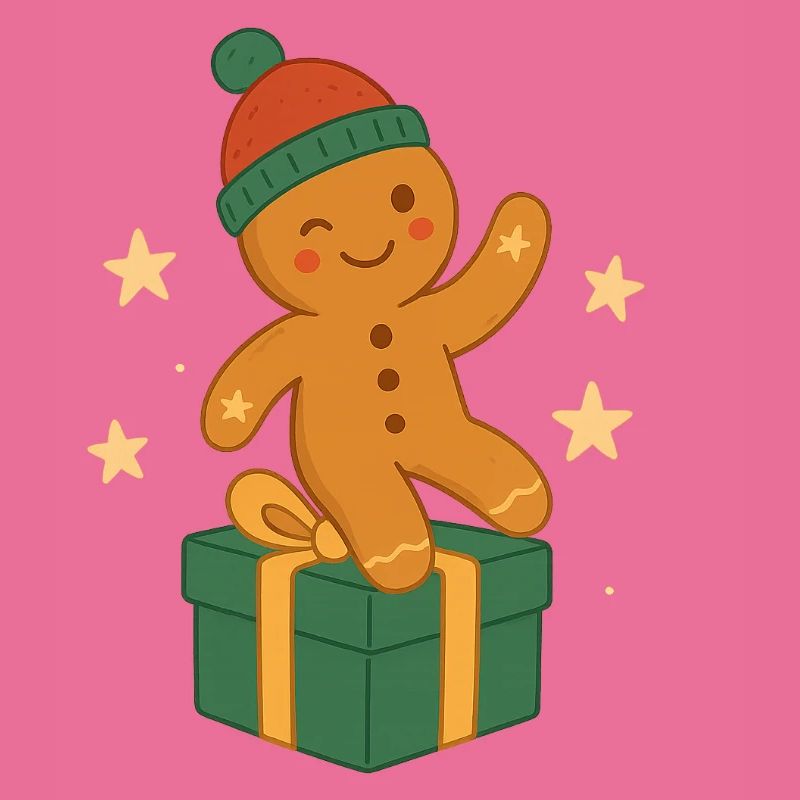 Lebkuchenfigur auf Geschenkbox