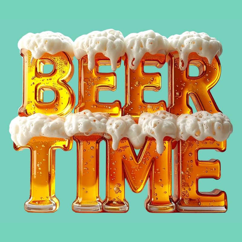 Beer Time – 3D Bierglas-Buchstaben mit Schaum