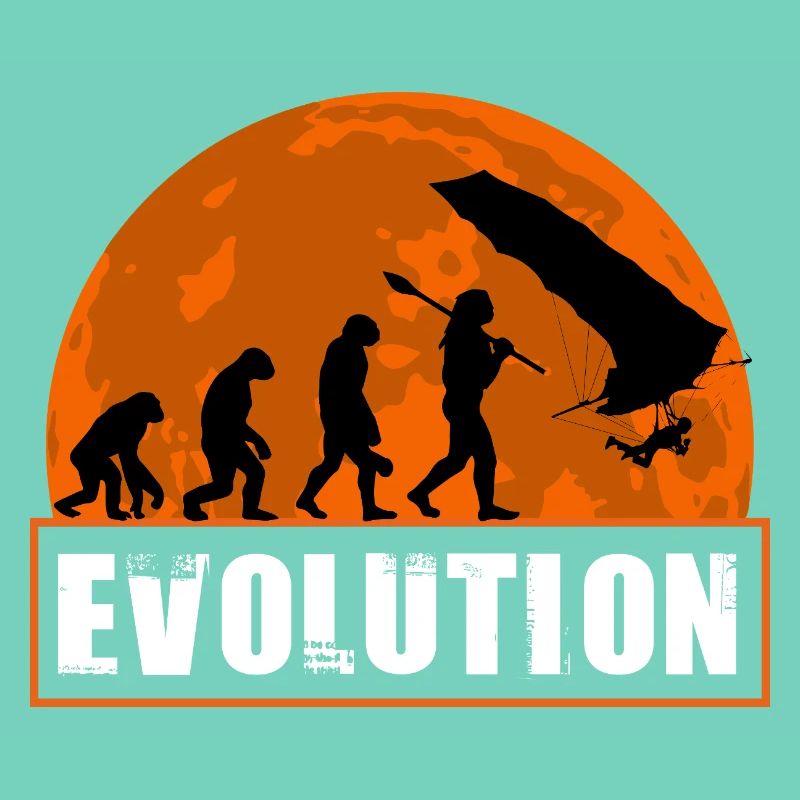 Évolution du design au coucher de soleil de pilote de deltaplane
