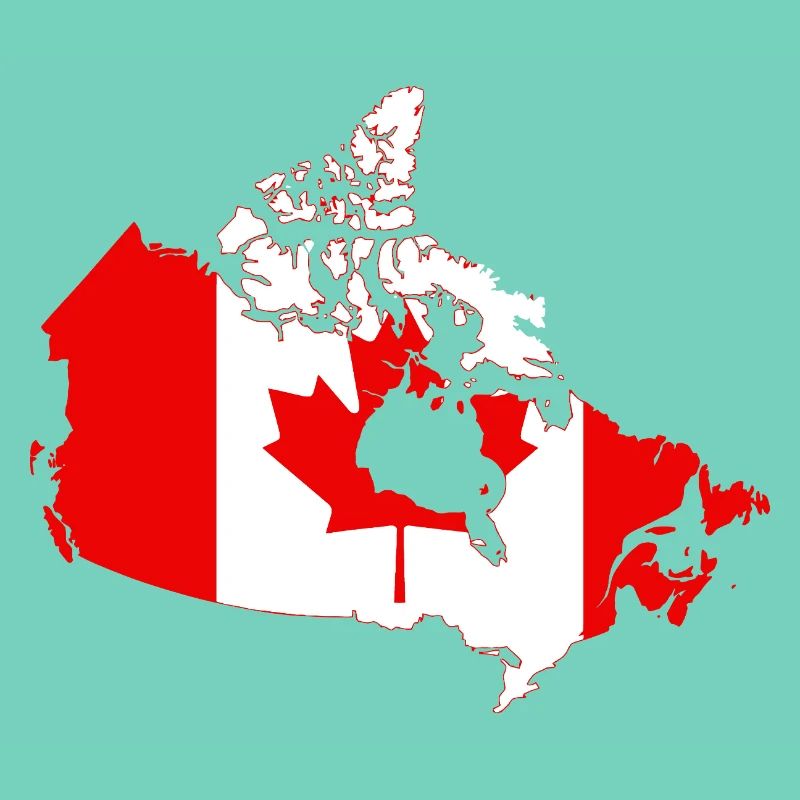 Silhouette de la carte du drapeau du Canada avec feuille d’érable