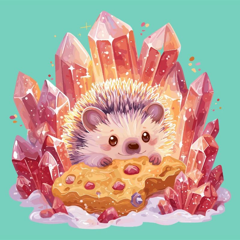 Crystal hedgehog with cookie