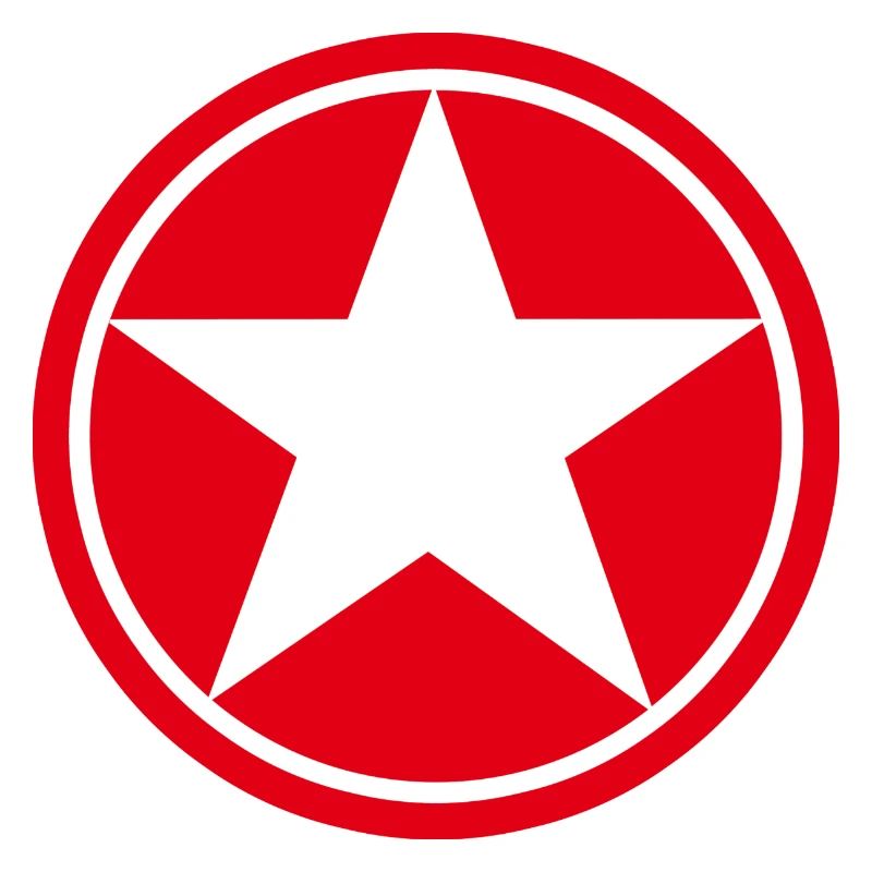 Etoile dans rond rouge cinq branches pentagramme