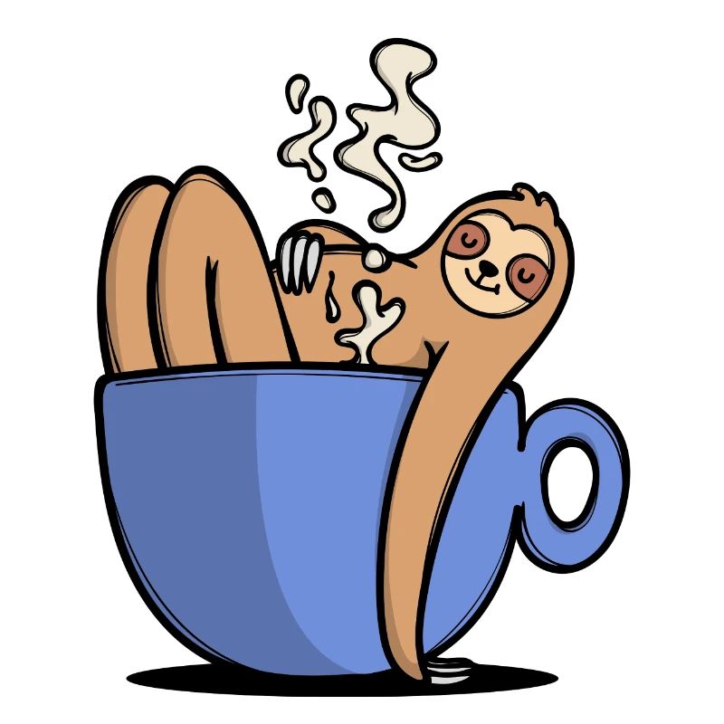 Humorous coffee lover sloth coffee cup