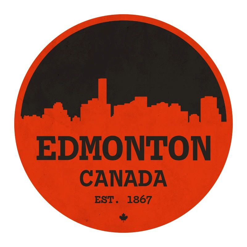 Edmonton Skyline Retro Circle