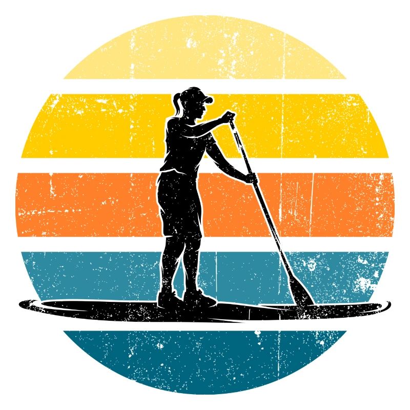 Silhouette du paddleboard au coucher du soleil