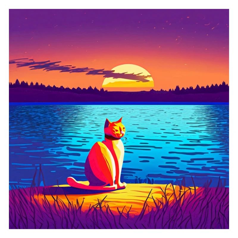 Chat profitant du coucher de soleil
