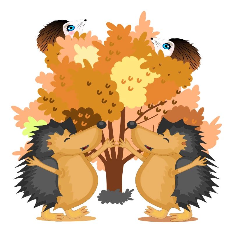 ILLUSTRATIONS D’ANIMAUX HÉRISSON ARBRE D’AUTOMNE