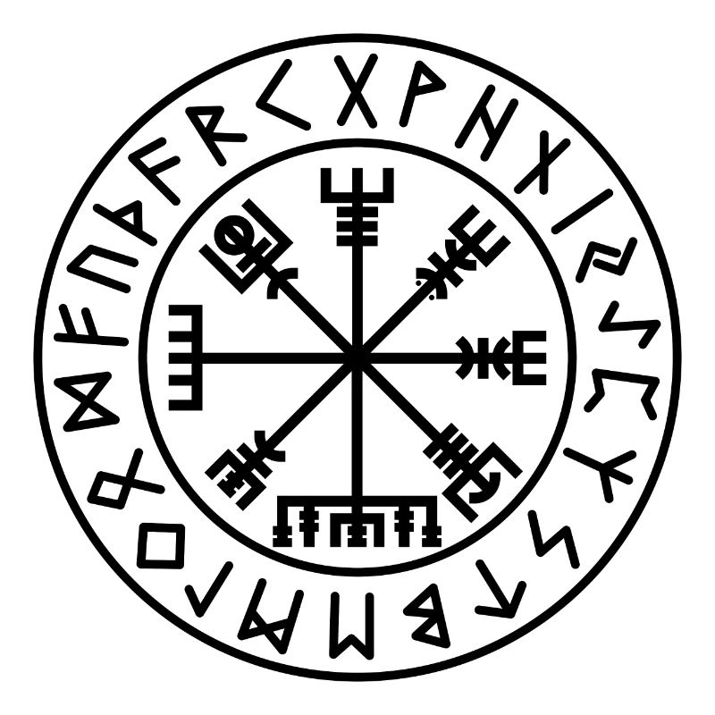 Vegvisir-Kreisrunen, schwarze Farbe