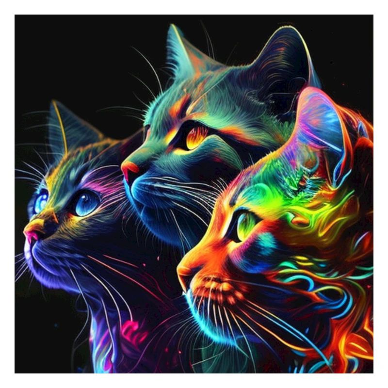 Neon Cats on a Black Background