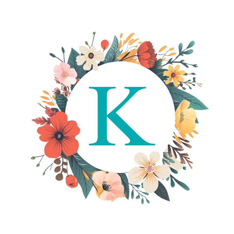 K Monogram, Couronne de fleurs, Personnalisable