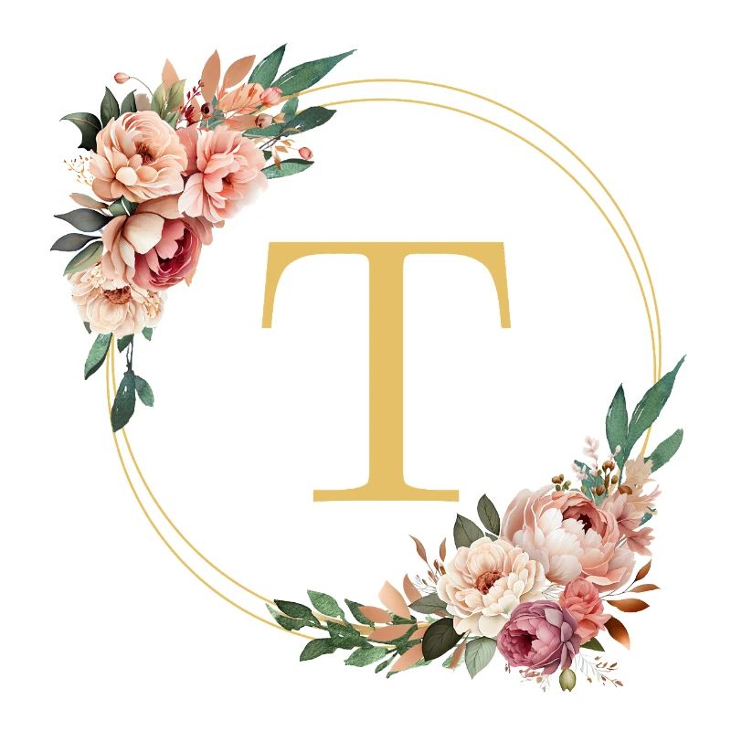 T Monogram, Couronne de fleurs, Personnalisable