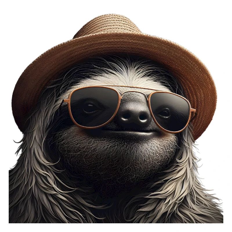 Faultier mit Hut und Sonnenbrille