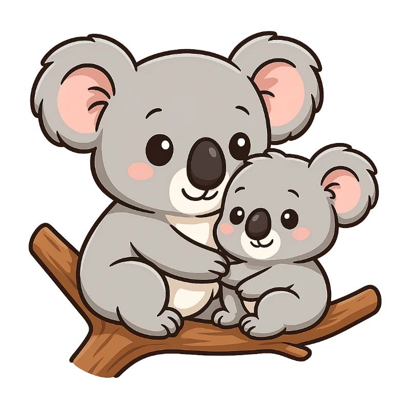Maman Koala Bear et son bébé Câlins