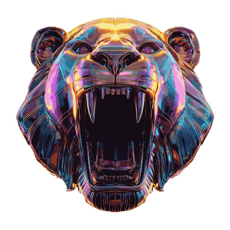 Neon Lion Head Art Design