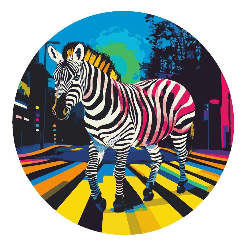 Buntes Zebra in Neon-Stadtbild
