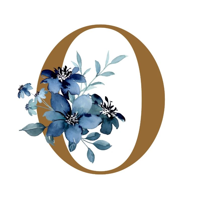 Florales O – Goldener Buchstabe mit Blüten