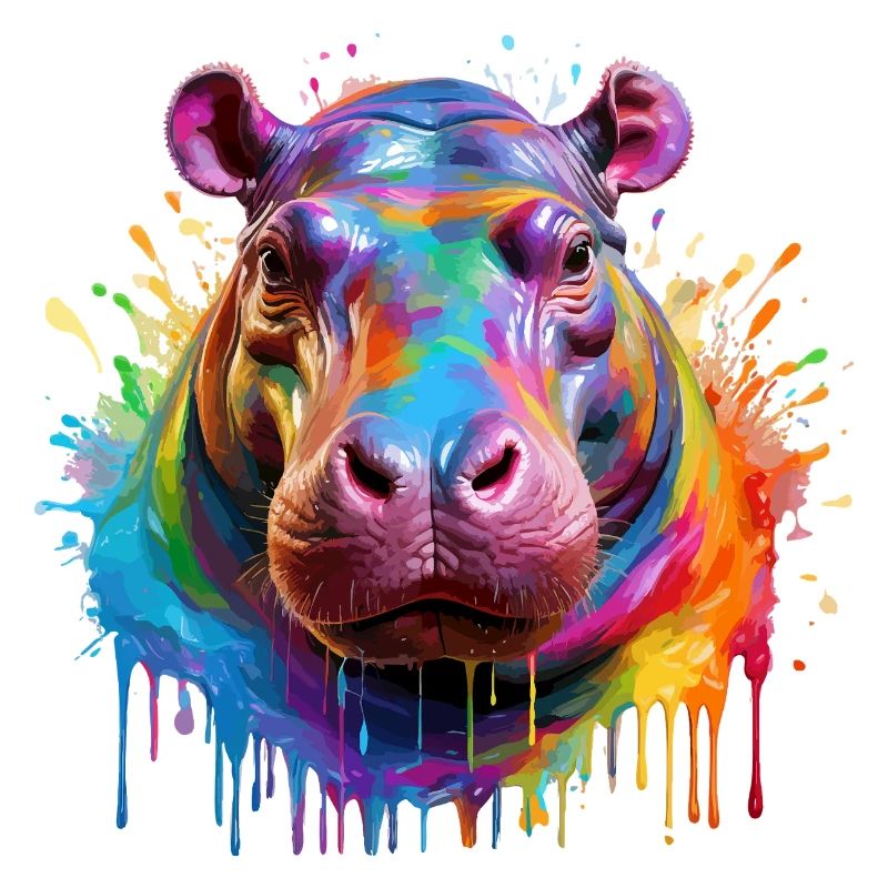 Explosion de couleurs d’hippopotame coloré