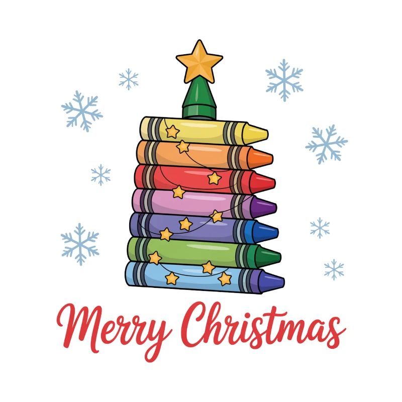 Arbre de Noël de crayons de couleur avec des étoiles