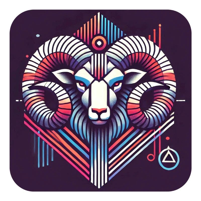 Neon Ram Ram Geometric Line Art