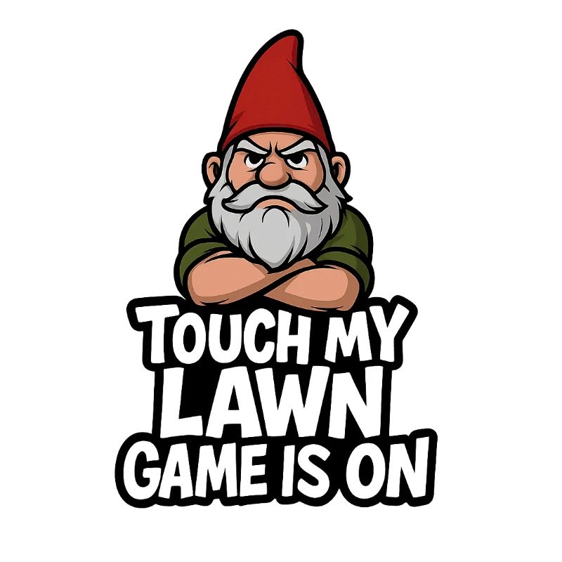 Garden Gnome Threatening Touch Lawn
