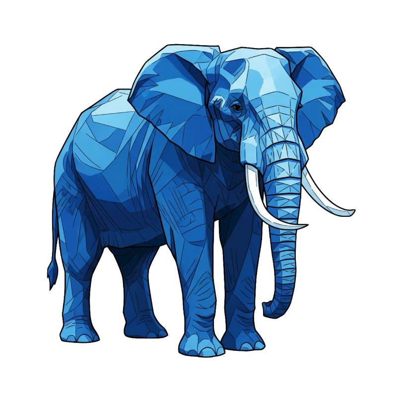 Geometric Blue Elephant