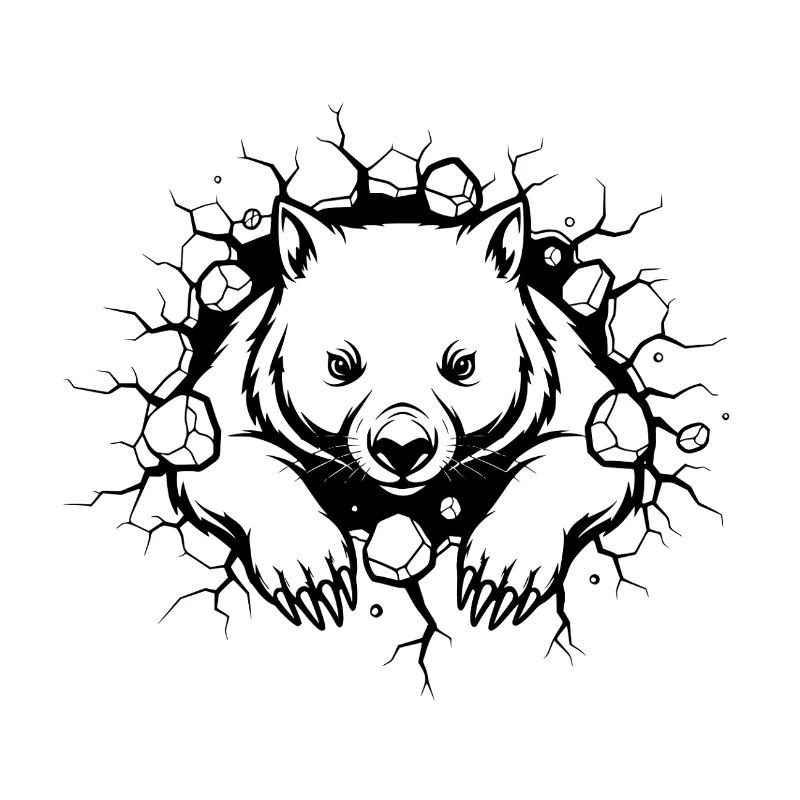 Wombat Wall Breakthrough Design d’animaux sauvages mignons