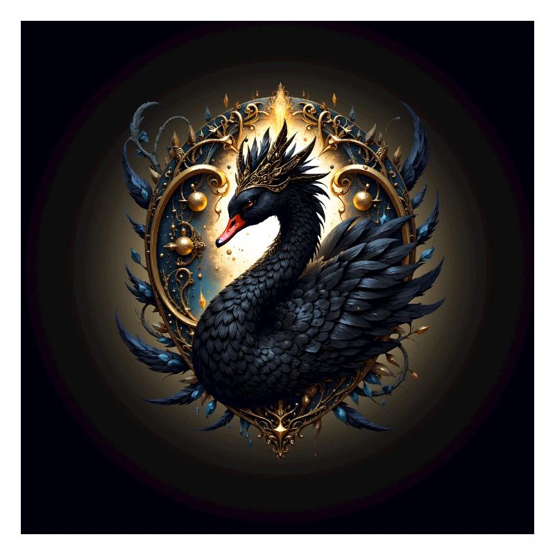 Cygne Noir Royal avec Auréole Dorée